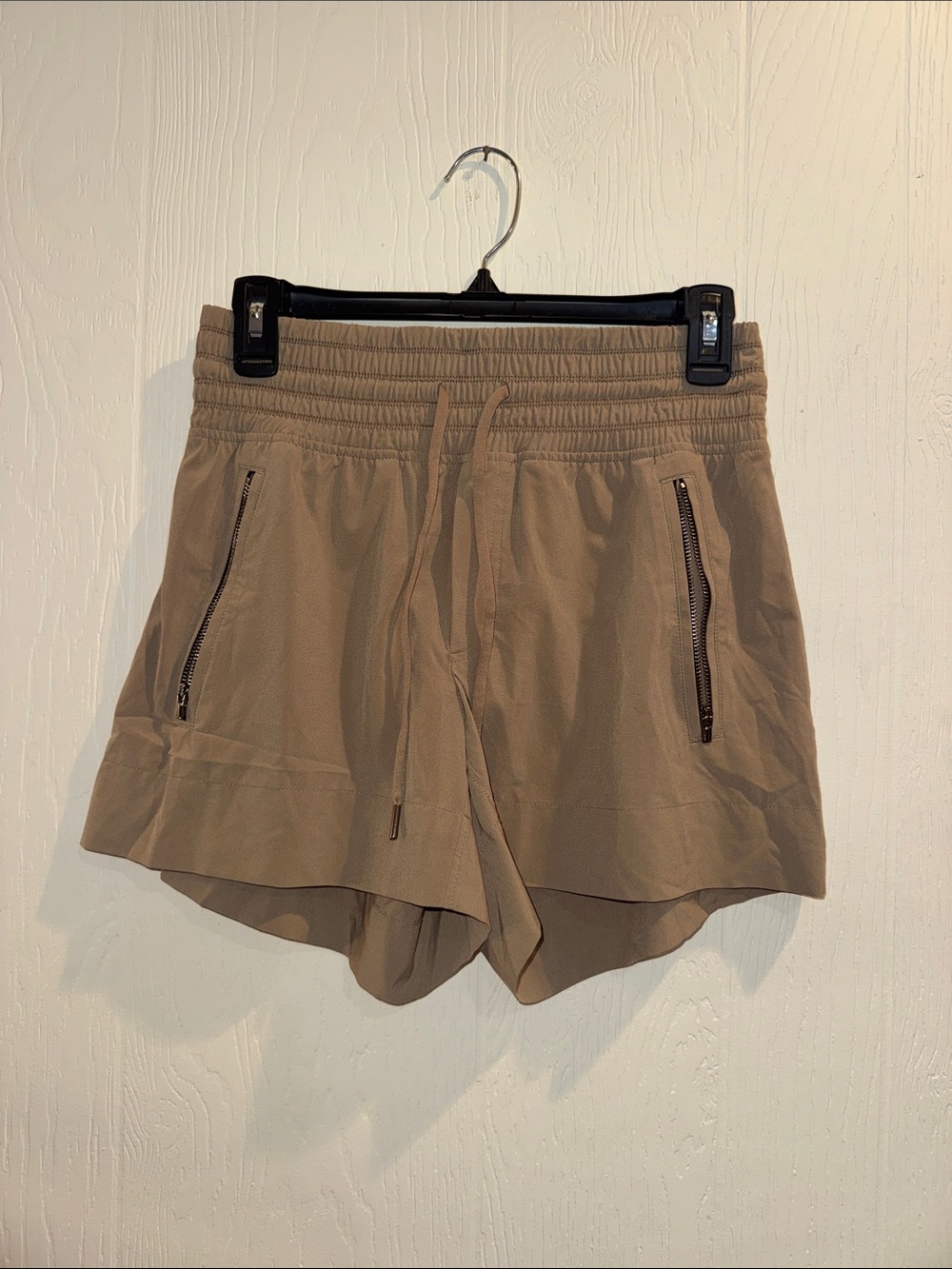 Athleta Taupe Elastic-Waist Athletic Shorts